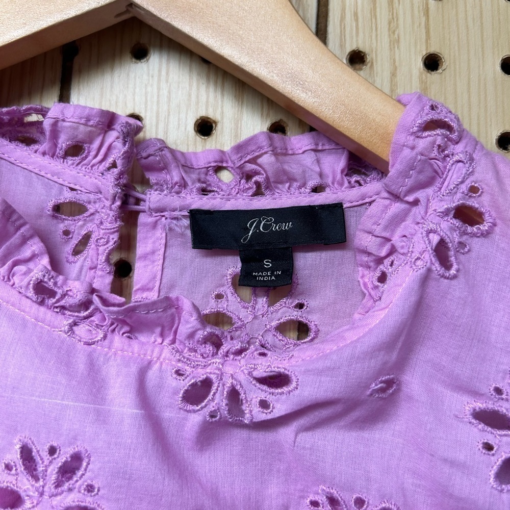 J.Crew Ruffle Eyelet Pink Top - Picture 3 of 6